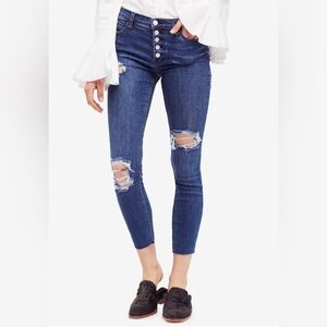 Free People REGAN Raw-Edge Skinny Fit Jeans